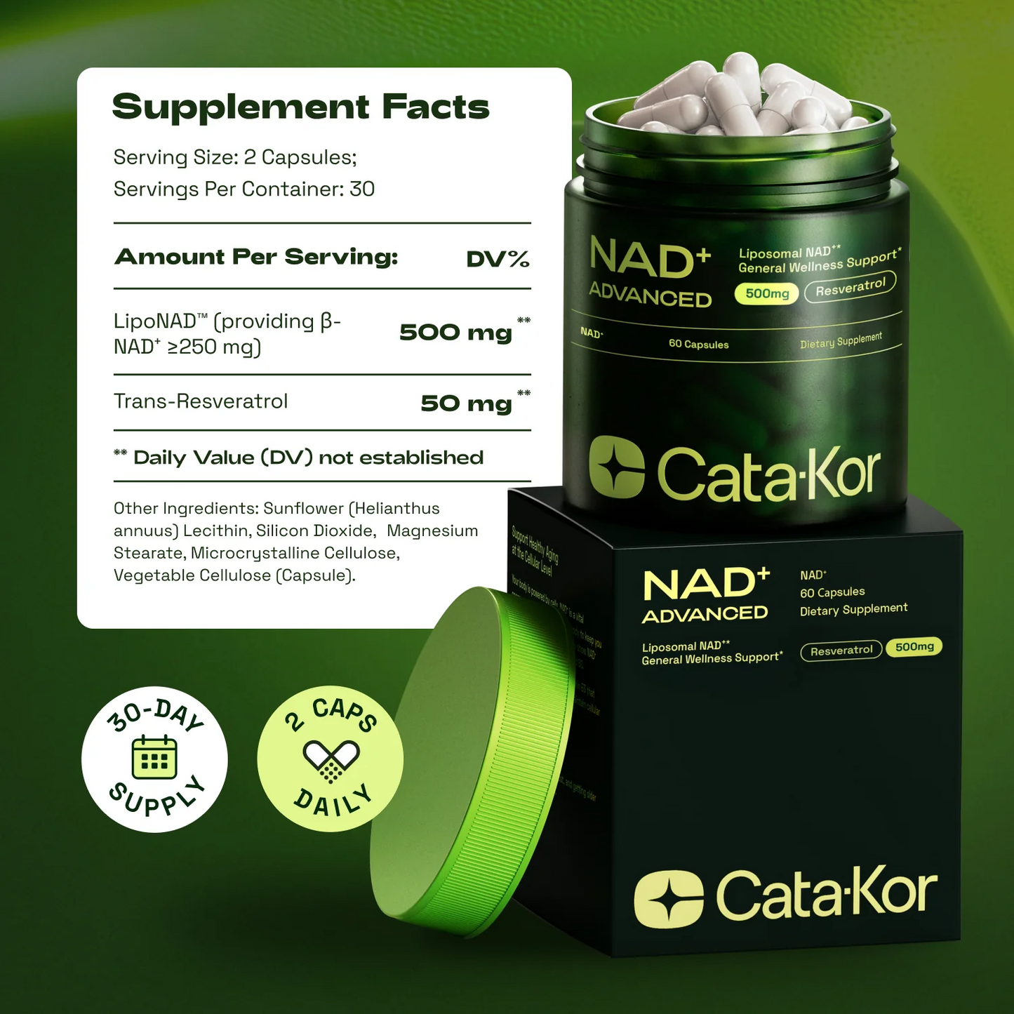 Cata-Kor NAD+ Advanced - NAD Supplement with Resveratrol